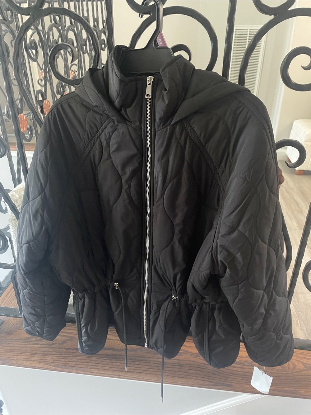 Zara Black Quilted Hooded Puffer Jacket